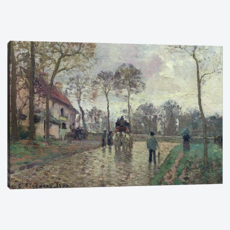 The Coach To Louveciennes, 1870 Canvas Print #BMN6685} by Camille Pissarro Canvas Artwork