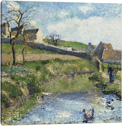 The Farm At Osny, 1883 Canvas Art Print - Camille Pissarro