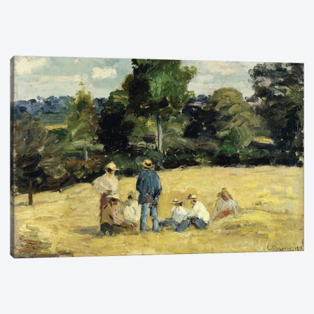 The Harvesters Rest, Montfoucault, 1875 Canvas Print #BMN6691} by Camille Pissarro Canvas Wall Art