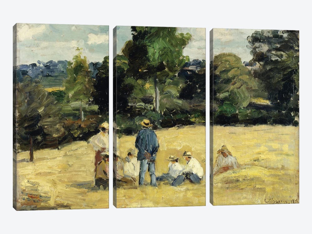 The Harvesters Rest, Montfoucault, 1875 3-piece Canvas Art Print