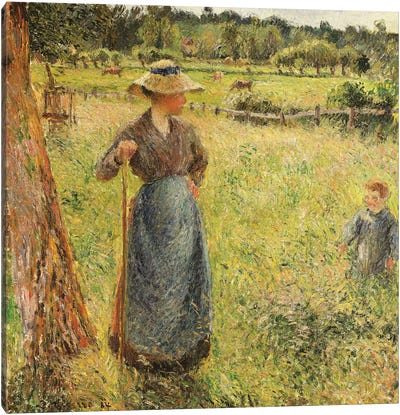 The Haymaker, 1884 Canvas Art Print - Camille Pissarro