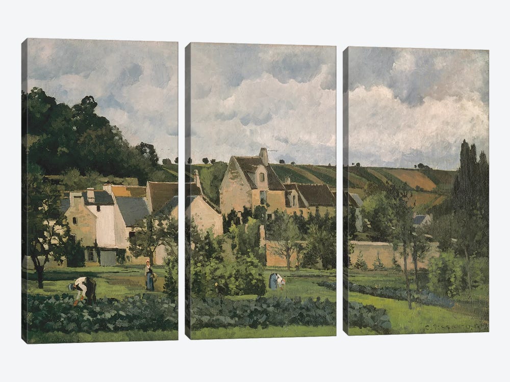 The Hermitage At Pontoise, 1867 by Camille Pissarro 3-piece Canvas Art Print