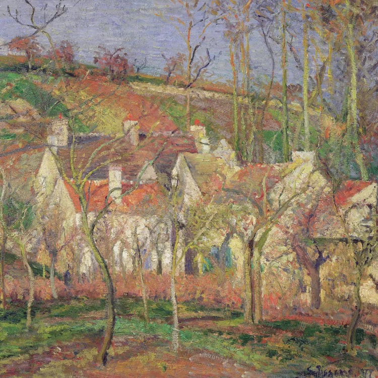 The Red Roofs (Corner Of A Village), Winter, 1877 by Camille Pissarro wall art