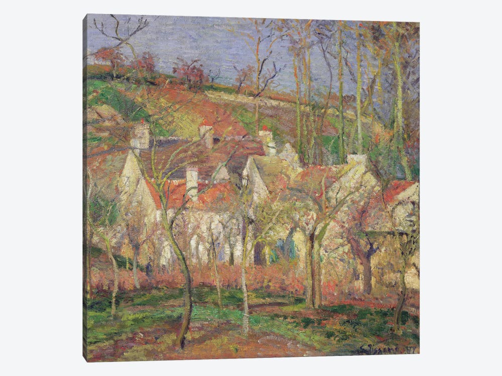 The Red Roofs (Corner Of A Village), Winter, 1877 1-piece Canvas Art Print