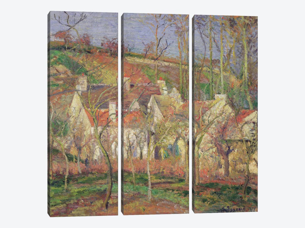 The Red Roofs (Corner Of A Village), Winter, 1877 3-piece Art Print
