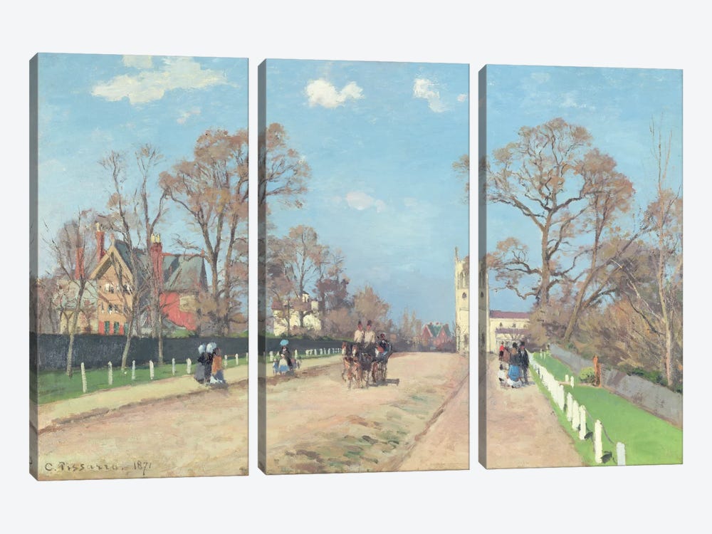 The Road To Sydenham, 1871 by Camille Pissarro 3-piece Canvas Print