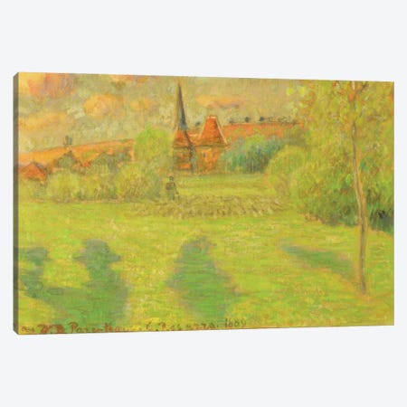 The Shepherd And The Church Of Eragny, 1889 Canvas Print #BMN6704} by Camille Pissarro Art Print