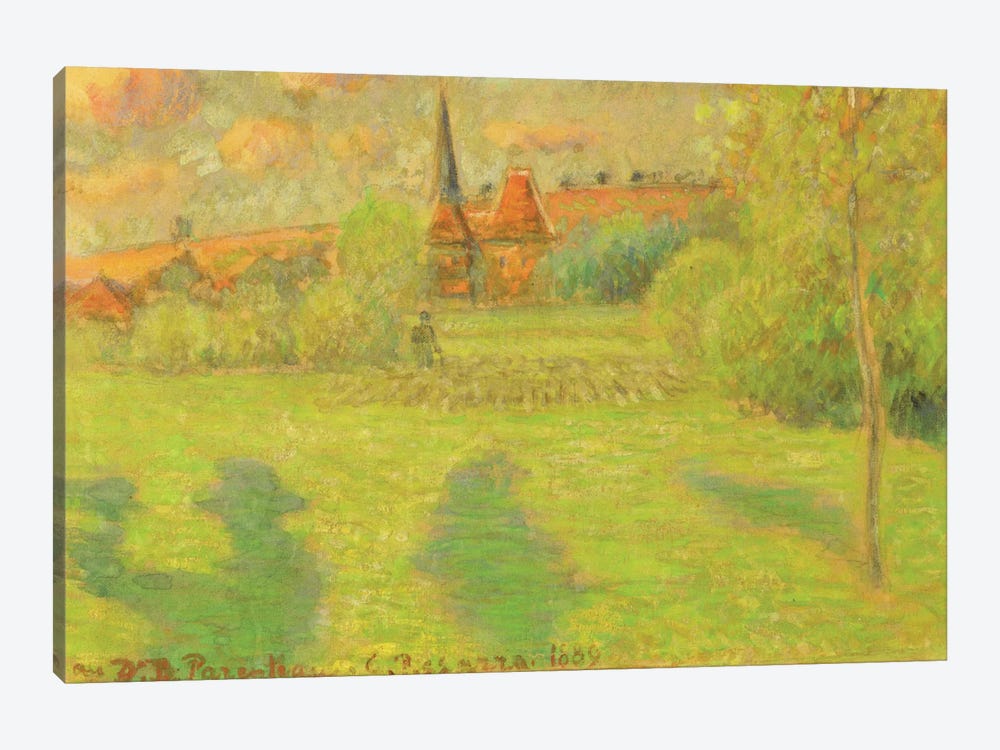 The Shepherd And The Church Of Eragny, 1889 by Camille Pissarro 1-piece Canvas Wall Art