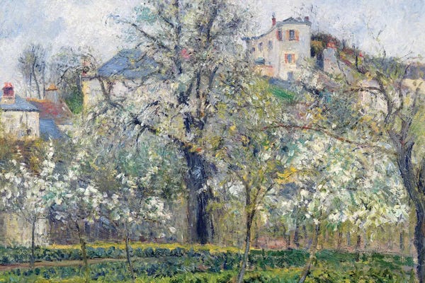 Camille Pissarro: The Vegetable Garden With Trees In Blossom, Spring, Pontoise, 1877 by Camille Pissarro