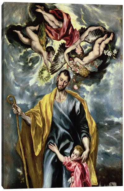 St. Joseph And The Christ Child, 1597-99 Canvas Art Print - Saint Art