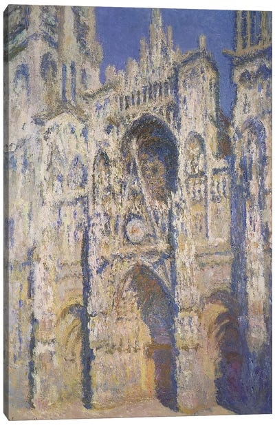 Rouen Cathedral in Full Sunlight: Harmony in Blue and Gold, 1894 Canvas Art Print - Normandy