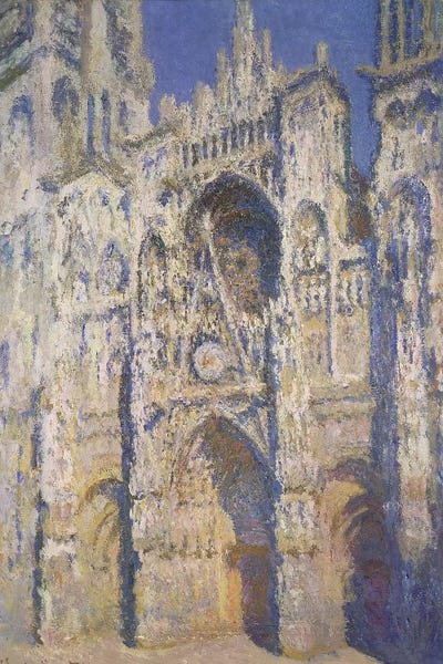 Places Of Worship: Rouen Cathedral in Full Sunlight: Harmony in Blue and Gold, 1894 by Claude Monet