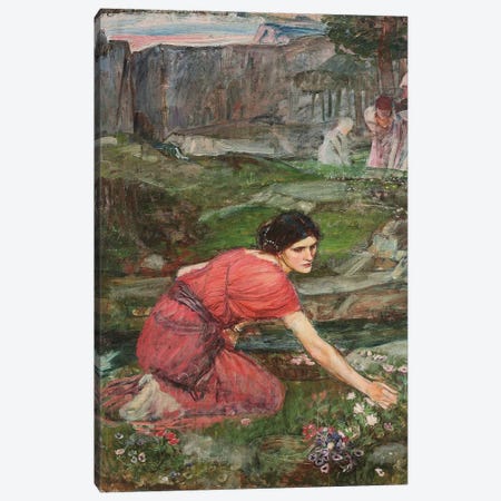Study For Maidens Picking Flowers By A Stream, c.1909-14 Canvas Print #BMN6755} by John William Waterhouse Canvas Artwork
