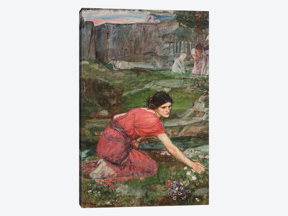 Study For Maidens Picking Flowers By A Stream, c.1909-14 by John William Waterhouse 1-piece Canvas Art