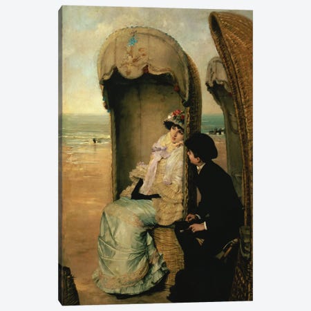 Confidences on the Beach, c.1883  Canvas Print #BMN675} by Vincente Gonzalez Palmaroli Canvas Art