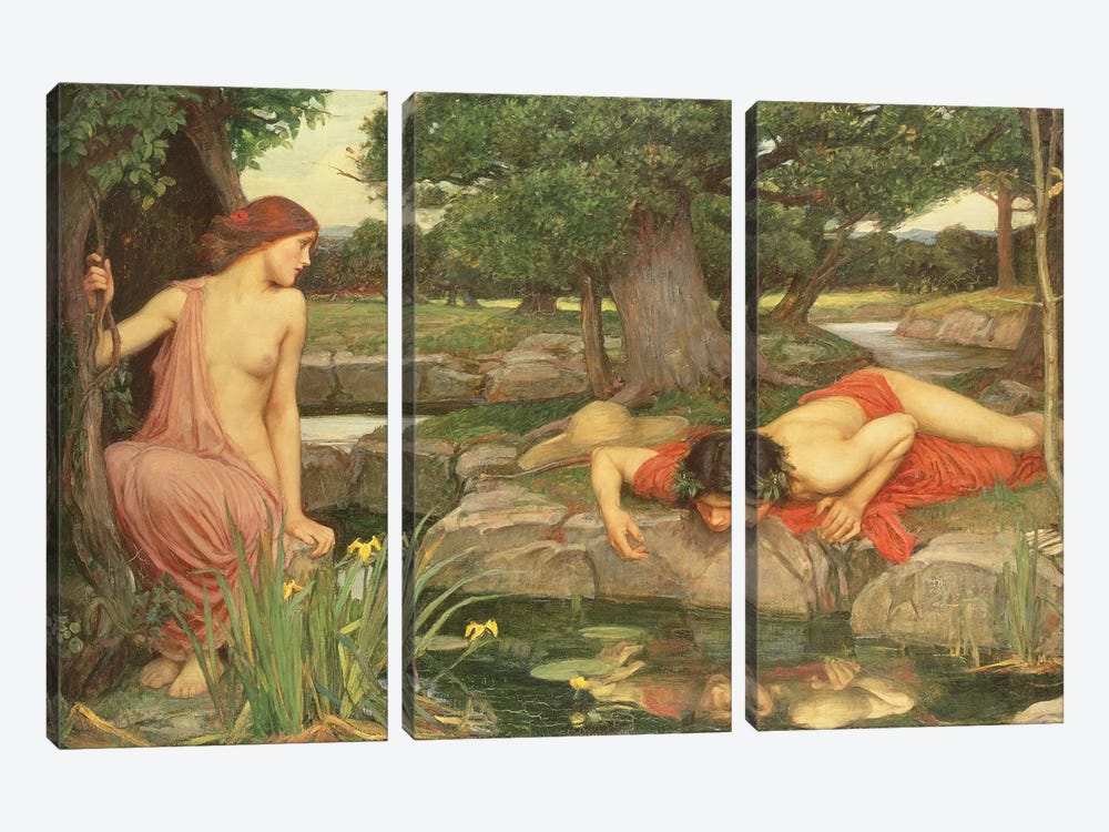 Echo And Narcissus, 1903 by John William Waterhouse 3-piece Canvas Artwork