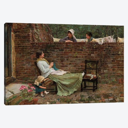 Gossip, c.1885 Canvas Print #BMN6764} by John William Waterhouse Canvas Print