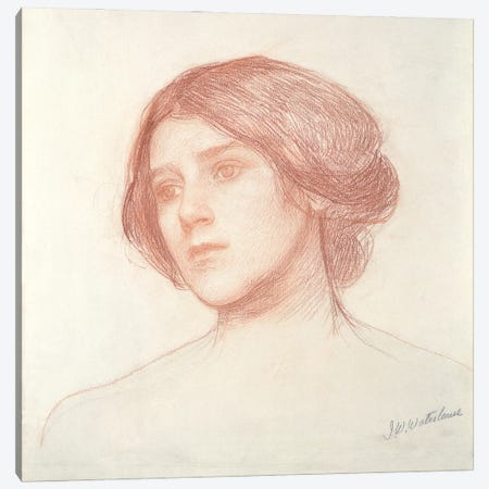 Head Of A Girl Canvas Print #BMN6765} by John William Waterhouse Art Print
