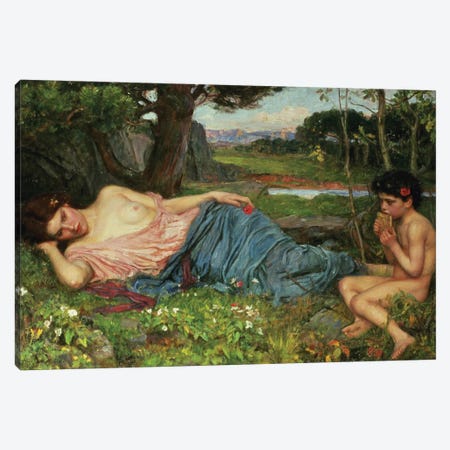 Listen To My Sweet Pipings, 1911 Canvas Print #BMN6769} by John William Waterhouse Canvas Wall Art