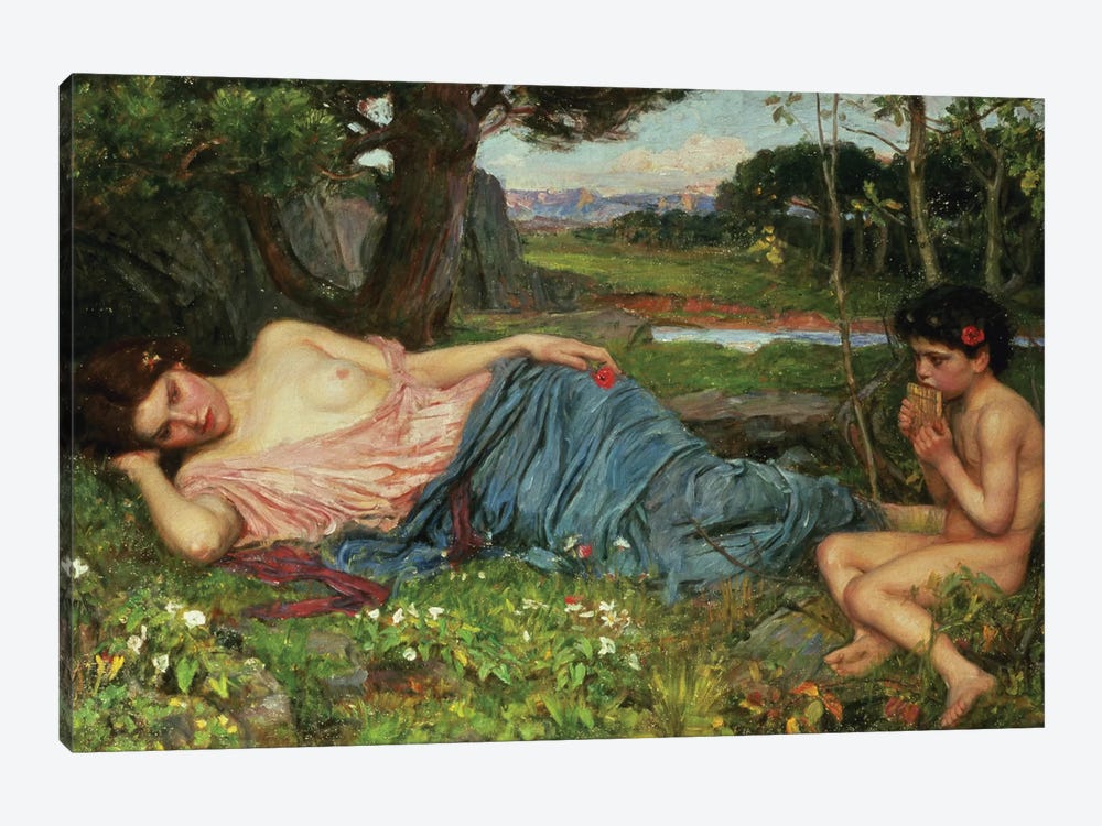 Listen To My Sweet Pipings, 1911 by John William Waterhouse 1-piece Canvas Print