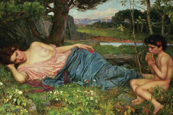 Pre-Raphaelite: Listen To My Sweet Pipings, 1911 by John William Waterhouse