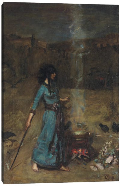 Study For The Magic Circle, 1886 Canvas Art Print - John William Waterhouse