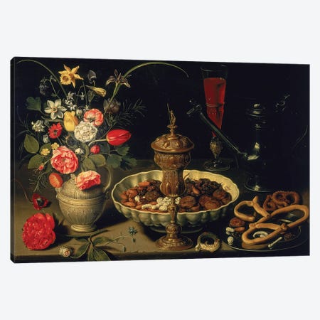 Still Life Of Flowers And Dried Fruit, 1611 Canvas Print #BMN677} by Clara Peeters Canvas Art