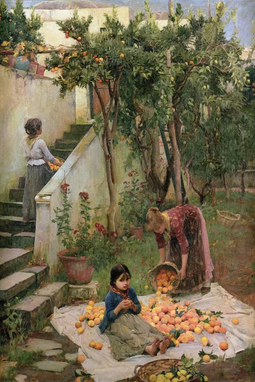 The Orange Gatherers by John William Waterhouse wall art