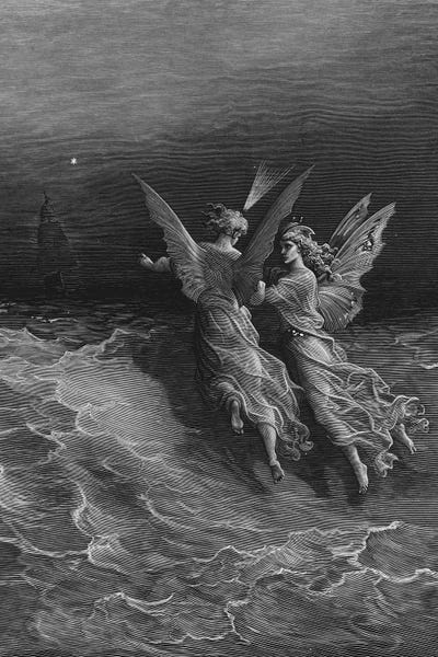Angels: But Why Drive On That Ship So Fast, Without A Wave Or Wind? (Illustration From Coleridge's The Rime Of The Ancient Mariner) by Gustave Dore