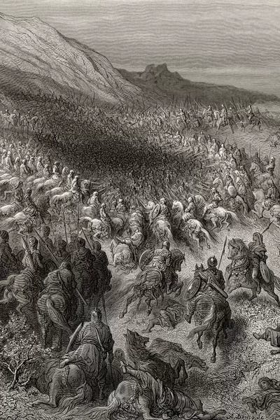 Gustave Dore: Crusaders Surrounded By Saladin's Army (Illustration From Michaud's Bibliotheque des Croisades), 1877 by Gustave Dore