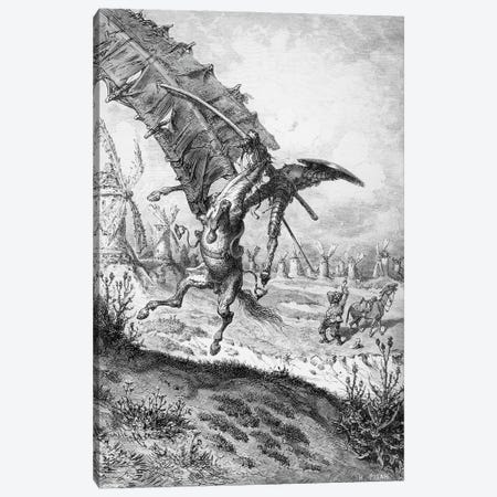Don Quixote And The Windmills (Illustration From Don Quixote de la Mancha) Canvas Print #BMN6798} by Gustave Dore Canvas Print