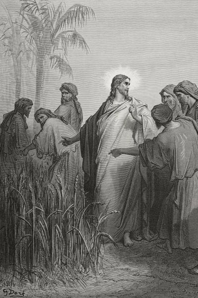 Jesus And His Disciples In The Corn Field (Illustration From Dore&#x27;s The Holy Bible), 1866 by Gustave Dore art print