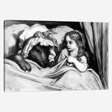 Little Red Riding Hood And The Wolf (Illustration From Les Contes de Perrault) Canvas Print #BMN6804} by Gustave Dore Canvas Art