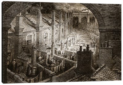 Over London - By Rail (Illustration From Jerrold's London, A Pilgrimage) Canvas Art Print