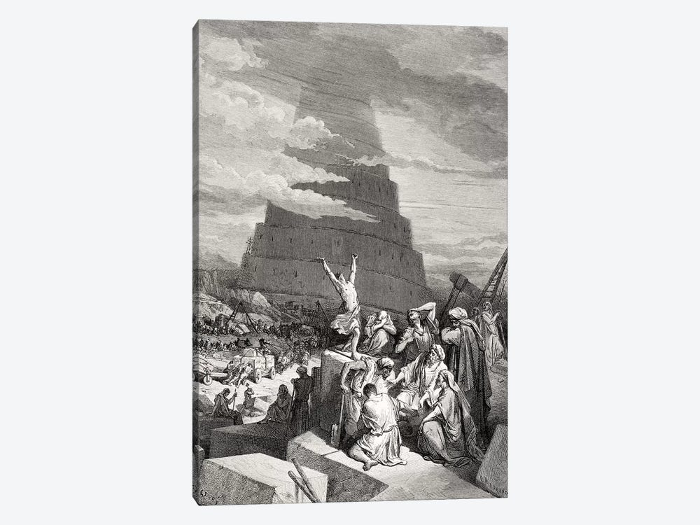 The Confusion Of Tongues, Genesis 11:7-9 (Illustration From Dore's The Holy Bible), 1866 by Gustave Dore 1-piece Canvas Art Print