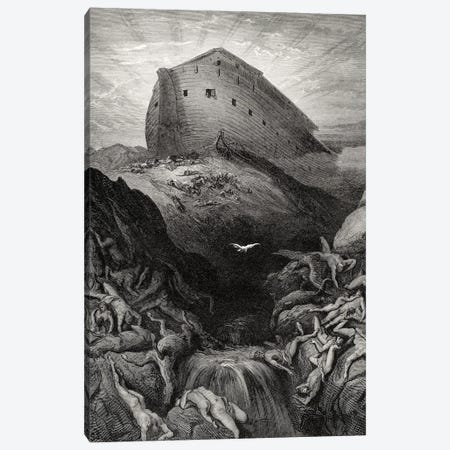 The Dove Sent Forth From The Ark, Genesis 13:8-9 (Illustration From Dore's The Holy Bible), 1866 Canvas Print #BMN6820} by Gustave Dore Art Print