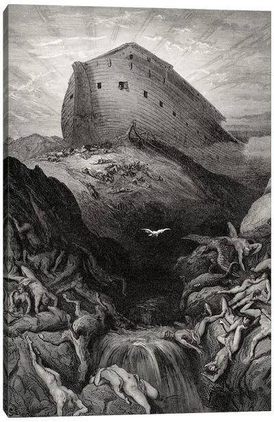 The Dove Sent Forth From The Ark, Genesis 13:8-9 (Illustration From Dore's The Holy Bible), 1866 Canvas Art Print