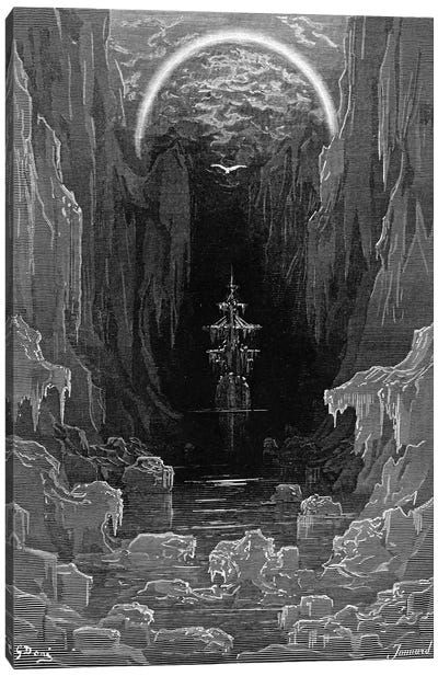 The Ice Was Here, The Ice Was There, The Ice Was All Around (Illustration From Coleridge's The Rime Of The Ancient Mariner) Canvas Art Print