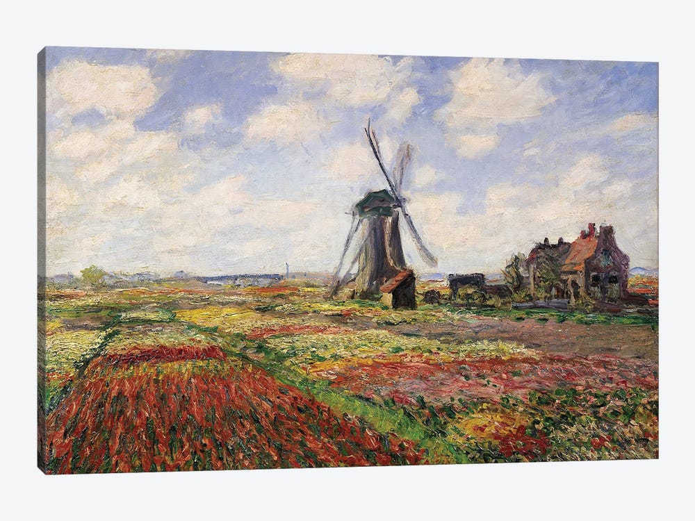 Tulip Fields with the Rijnsburg Windmill, 1886  by Claude Monet 1-piece Canvas Print