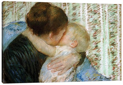 A Goodnight Hug Canvas Art Print - Mary Cassatt
