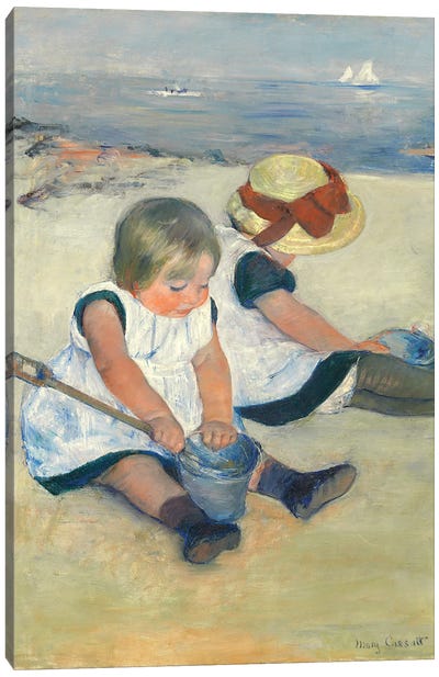 Children Playing On The Beach, 1884 Canvas Art Print - 3-Piece Beach Art