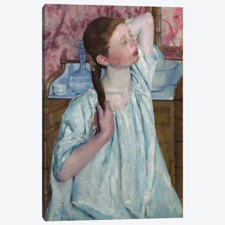 Girl Arranging Her Hair, 1886 Canvas Print #BMN6836} by Mary Stevenson Cassatt Art Print