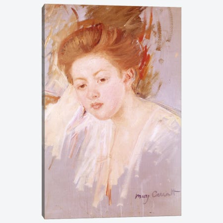 Head Of A Young Girl Canvas Print #BMN6838} by Mary Stevenson Cassatt Canvas Art