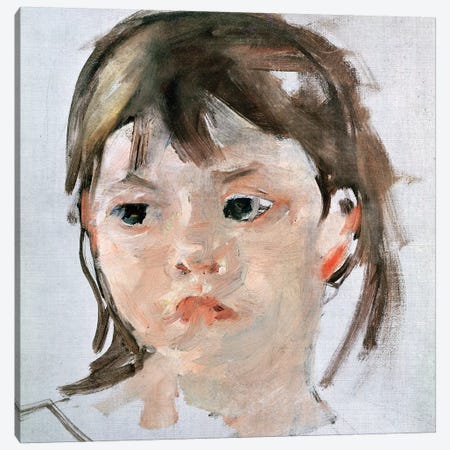 Head Of A Young Girl Canvas Print #BMN6839} by Mary Stevenson Cassatt Canvas Artwork