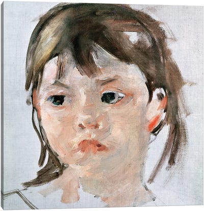Head Of A Young Girl Canvas Art Print - Mary Cassatt