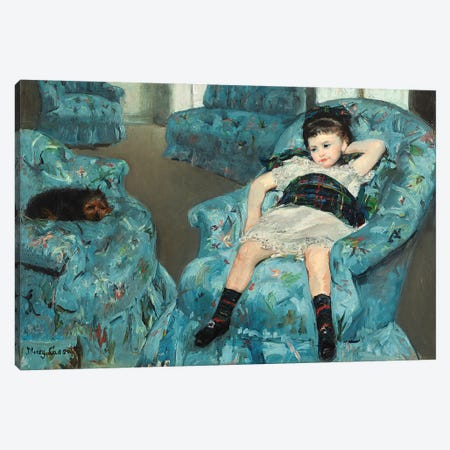 Little Girl In A Blue Armchair, 1878 Canvas Print #BMN6843} by Mary Stevenson Cassatt Canvas Art Print