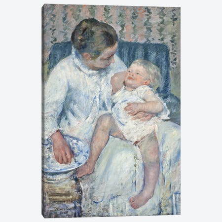 Mother About To Wash Her Sleepy Child, 1880 Canvas Print #BMN6848} by Mary Stevenson Cassatt Canvas Print