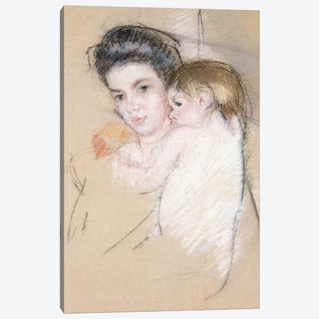 Mother And Nude Child Canvas Print #BMN6853} by Mary Stevenson Cassatt Canvas Art