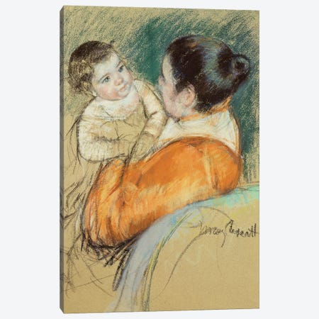 Mother Louise Holding Up Her Blue-Eyed Child Canvas Print #BMN6856} by Mary Stevenson Cassatt Canvas Print