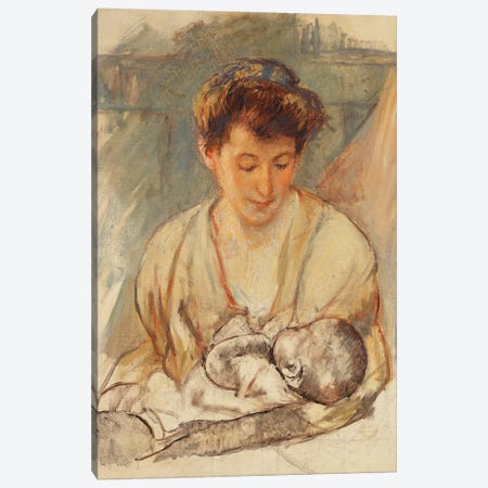 Mother Rose Looking Down At Her Sleeping Baby, c.1900 Canvas Print #BMN6857} by Mary Stevenson Cassatt Canvas Art Print